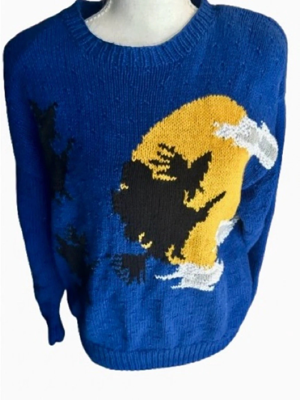 Vintage Marisa Christina Halloween Witch Hand Knitted Sweater Medium Large Boho